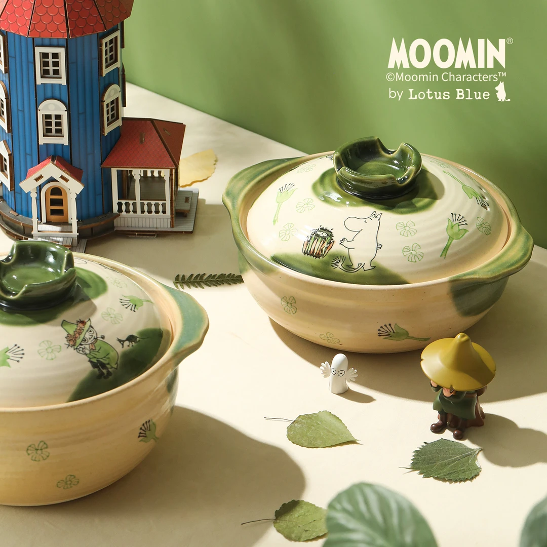 蓝莲花moomin姆明家用煲汤锅陶瓷炖煮锅砂锅大容量耐高温燃气灶