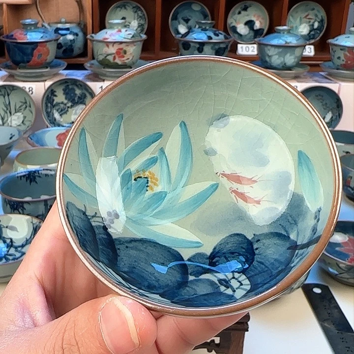 景德镇老陶泥茶壶普洱杯60毫升礼盒装