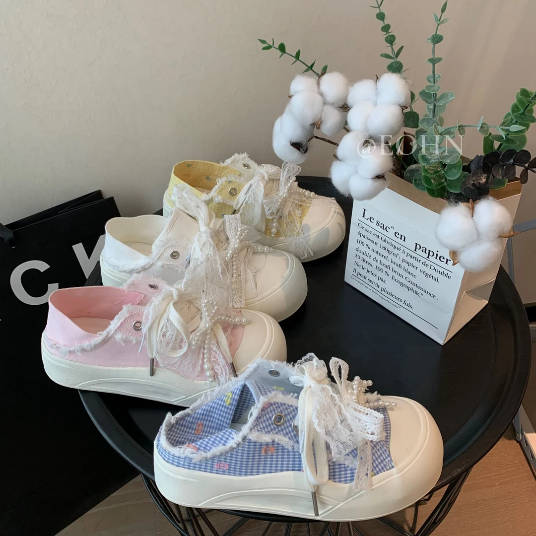 【eohn】春夏新款芭蕾风蝴蝶结两穿增高松糕底休闲鞋