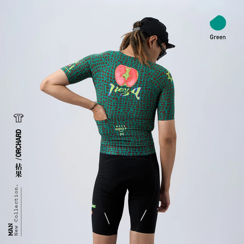 NEZA「蟾.拈果」男女款轻量速干透气骑行服无领气动短袖公路车
