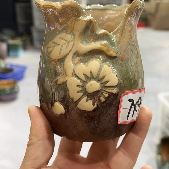 瓷片花盆多肉植物艺术品
