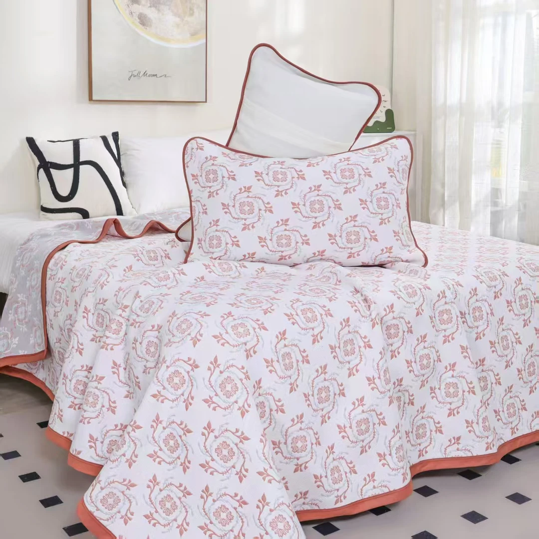 【芳菲】240cm*250cm凉感纯棉纱布软凉席床盖三件套（赠送同款枕套）