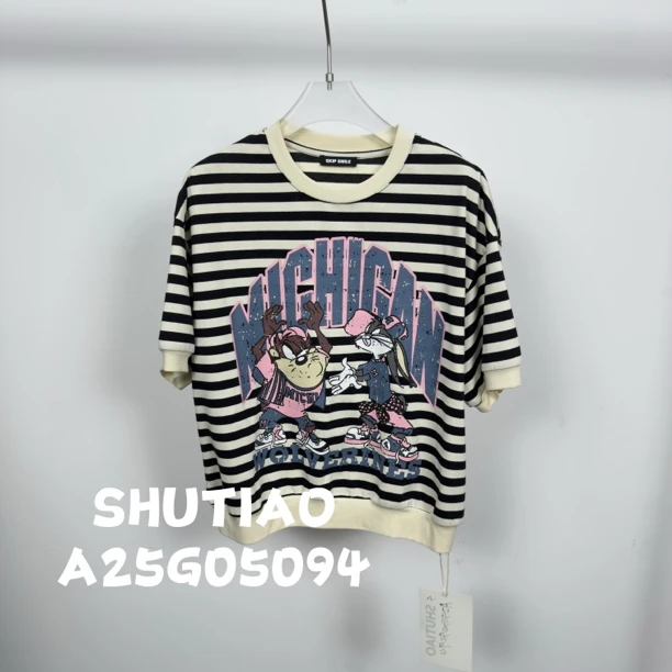 【SHUTIAO】2025夏季：新款小众设计款T恤A25G05094