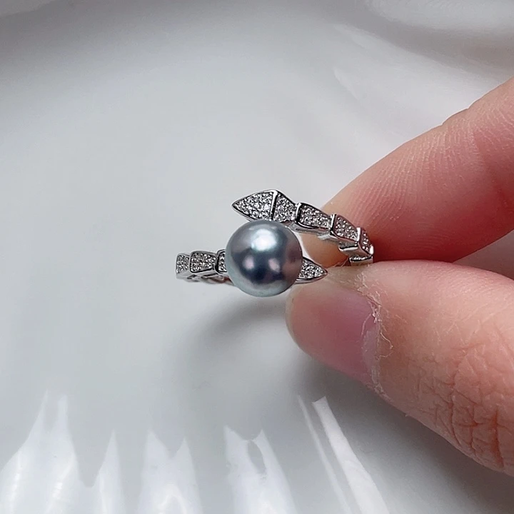 海水珍珠戒指银S925镶嵌贝*?
