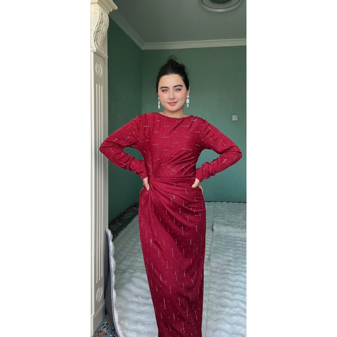 9858【包邮】高级简约时尚烫钻气质时尚女装连衣裙