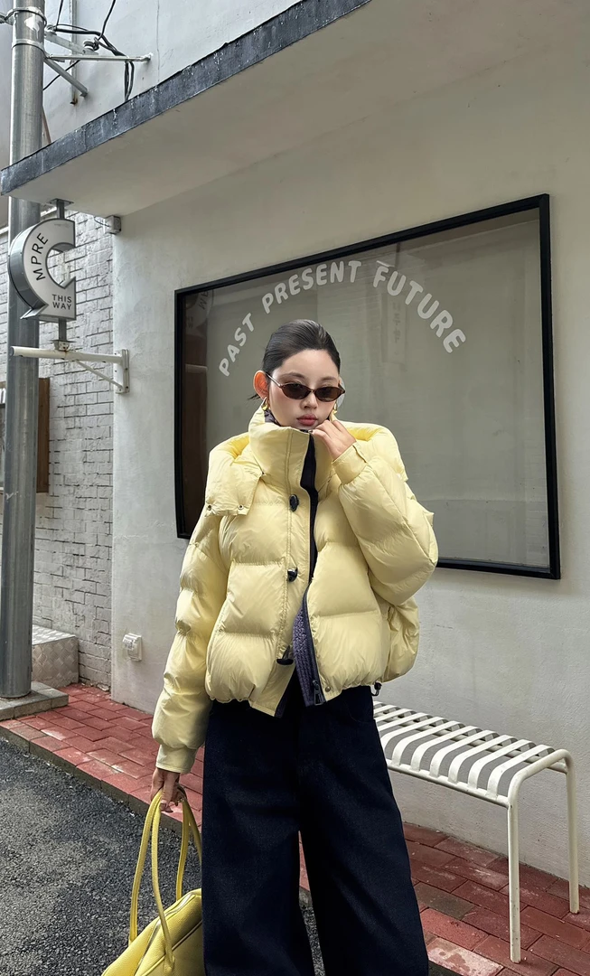 2025新款百搭时尚加厚连帽短款亮色羽绒服8825