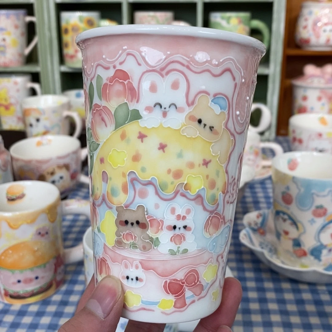 瓷片丶****猫郁金香可乐杯微瑕