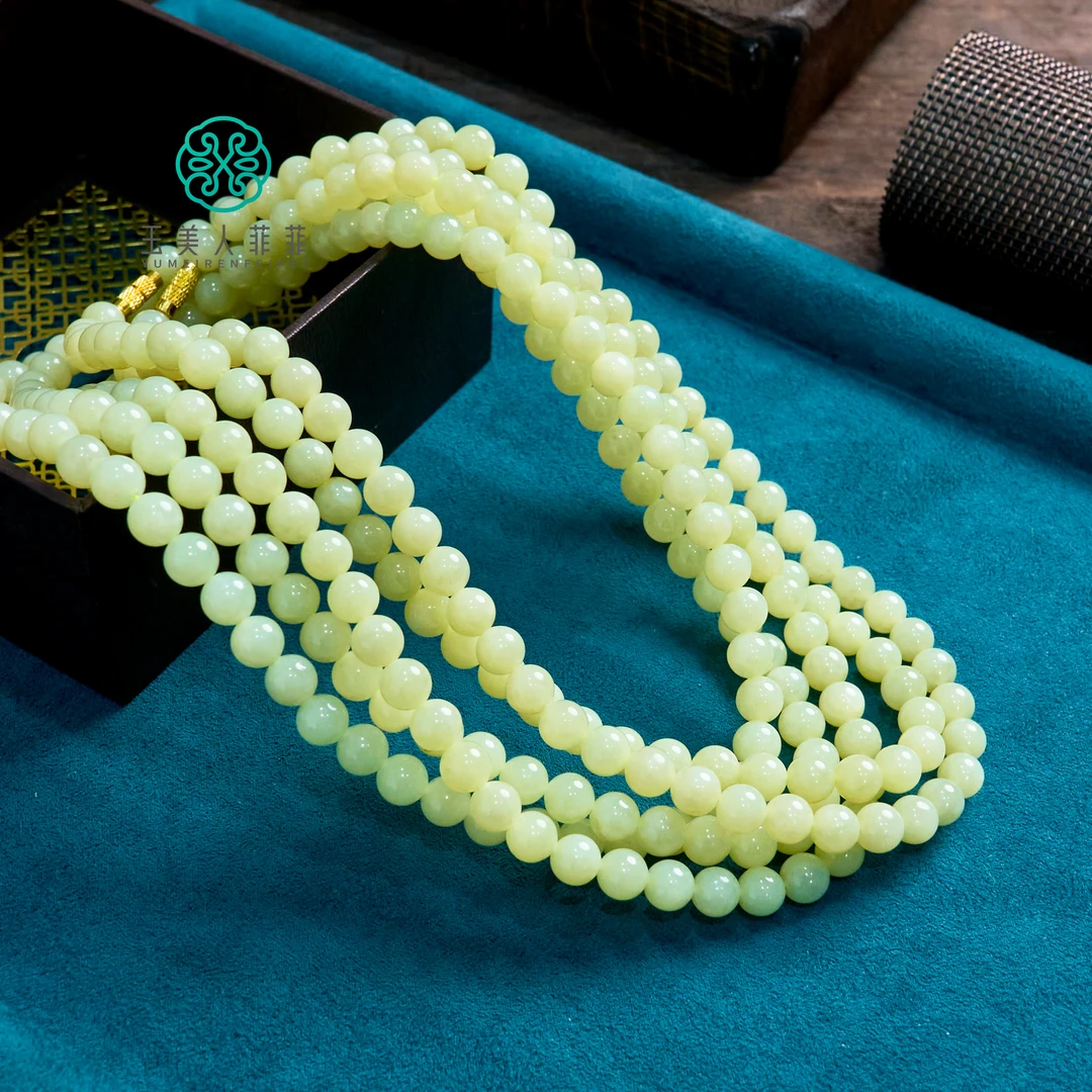 【春日珠宝】菲菲珠宝好*和田玉圆珠项链约8mm/多样性发一