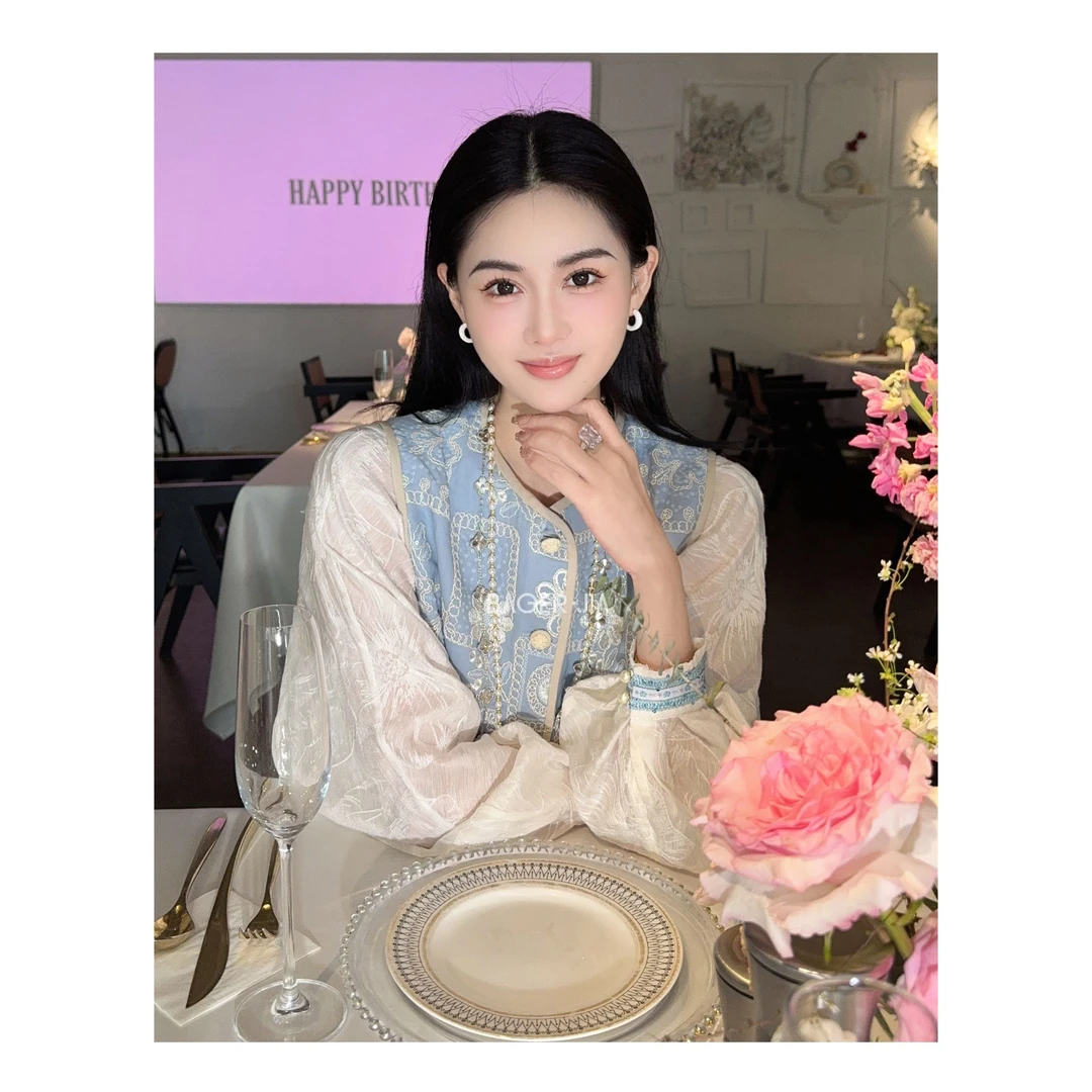 22-宝儿家含幂BK67025102CC早春新款穿搭定制水溶花花边白色衬衣