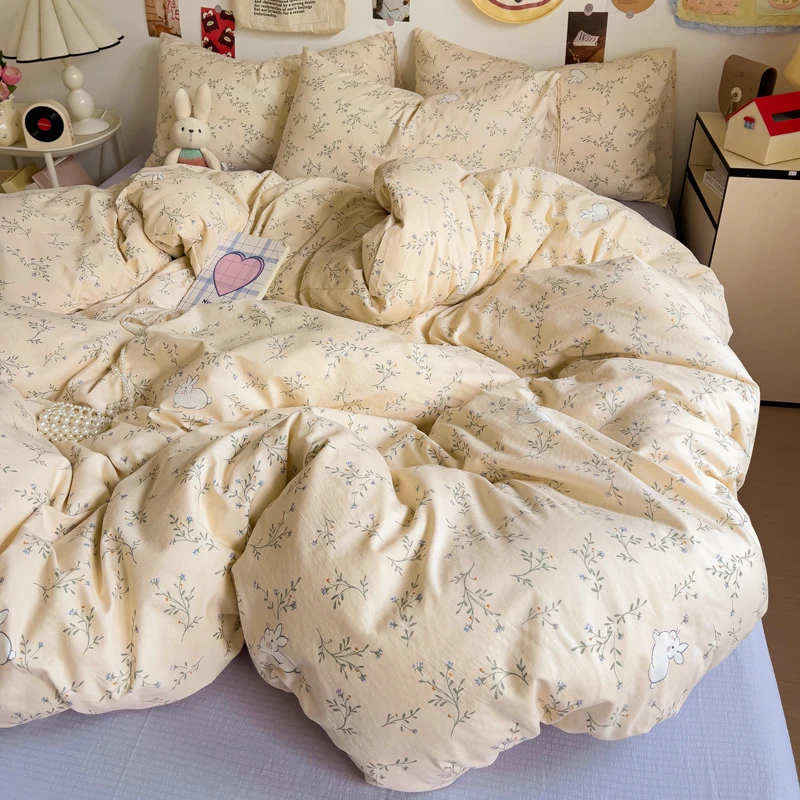 新款爆款A类云感棉双层纱床上四件套柔软透气ins小清新春秋四季款