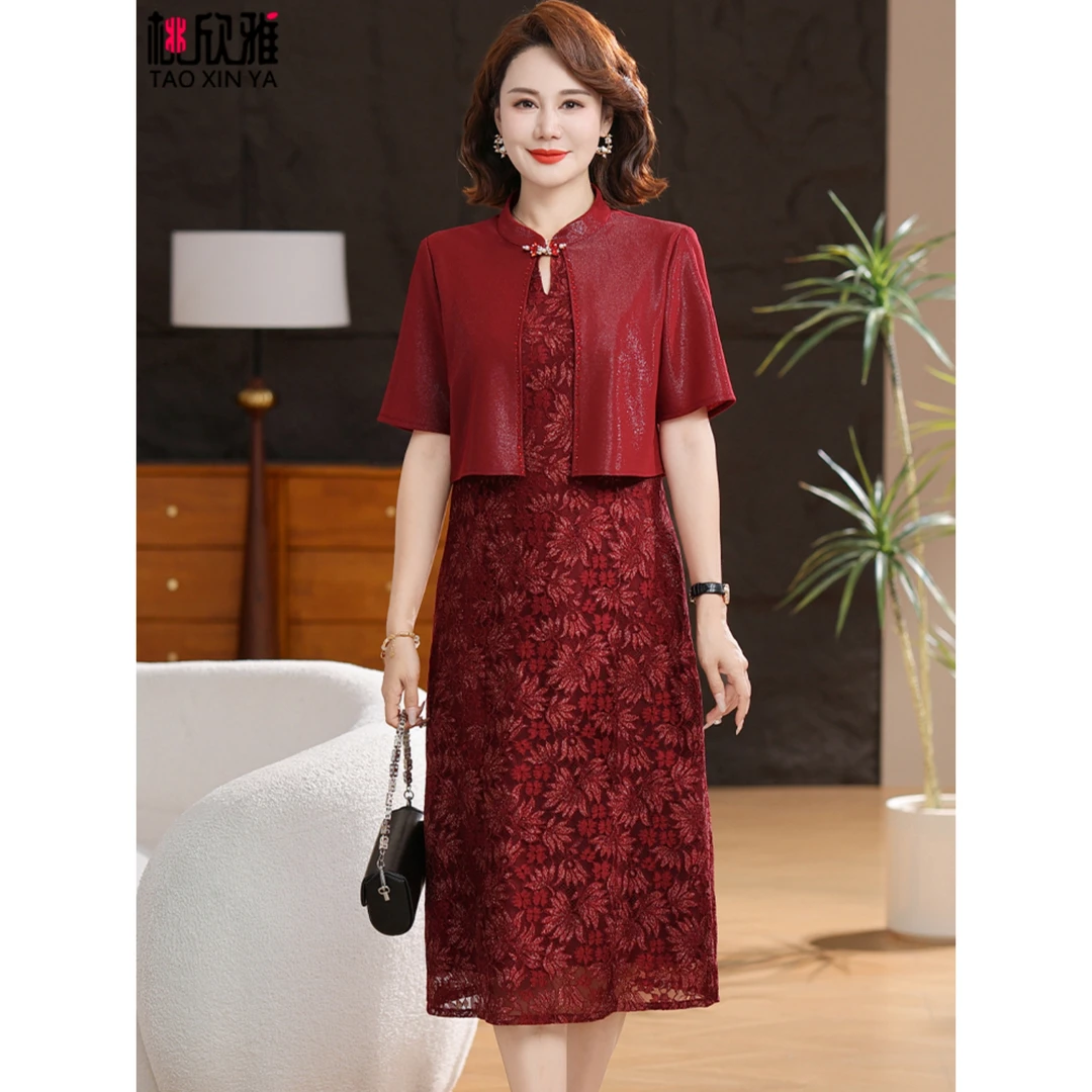 高端喜婆婆婚宴装2025新款小个子改良旗袍连衣裙参加婚礼妈妈礼服