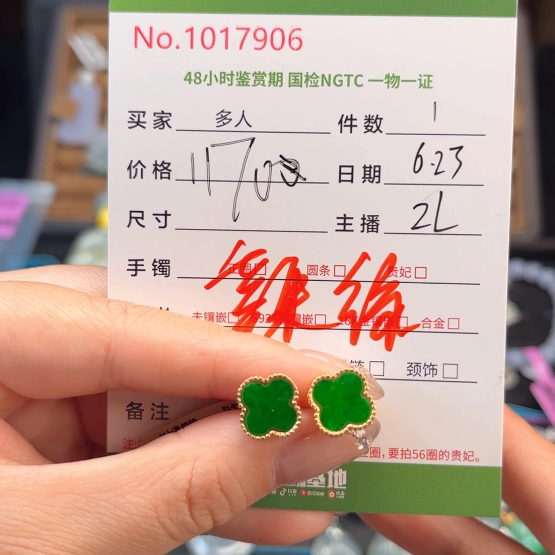 翡翠银S925镶嵌耳饰