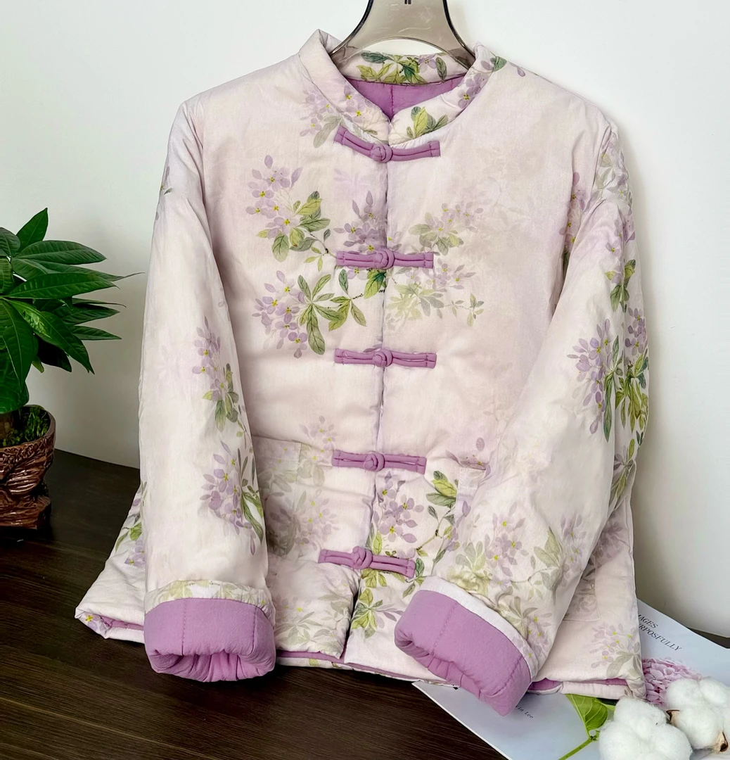 新疆棉花新中式网红中国风盘扣厚款保暖常规款长袖棉花棉衣