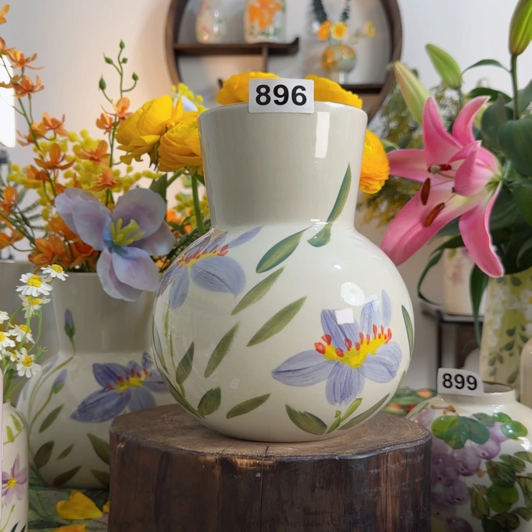 摆件景德镇陶瓷手绘小花瓶摆件无孔