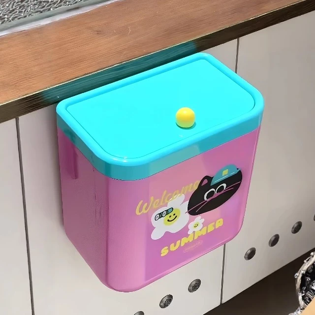 猫咪厨房垃圾桶大号大容量免弯腰卫生桶壁挂纸篓高颜值桌面收纳桶