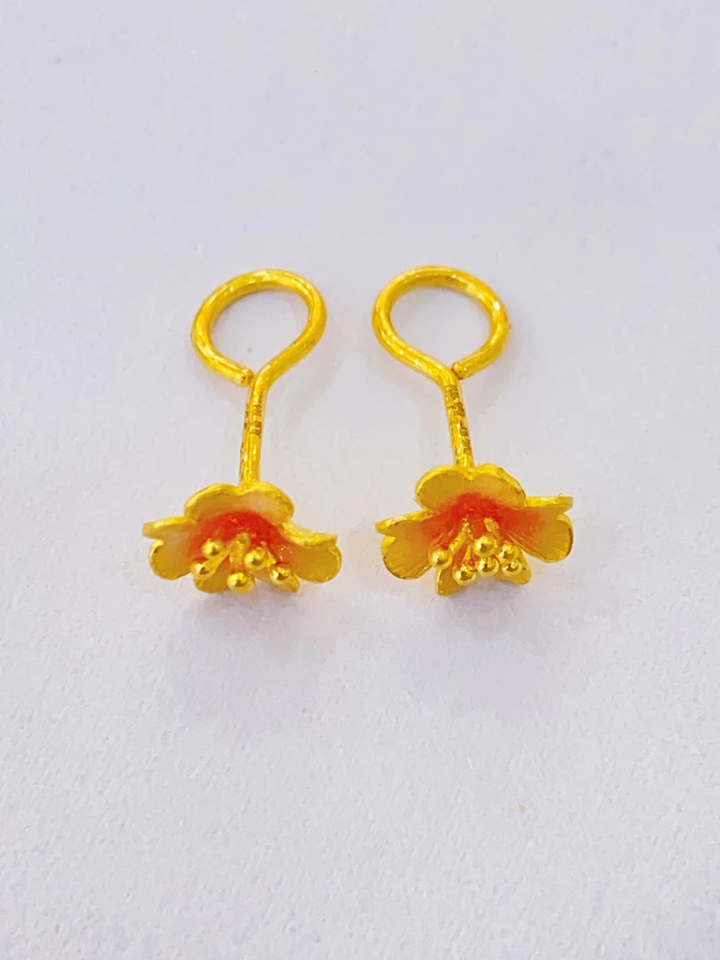 足金999珐琅彩时尚耳饰2.38g