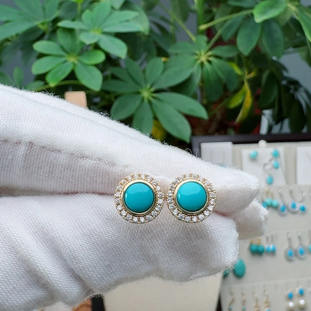 绿松石未镶嵌耳饰耳钉