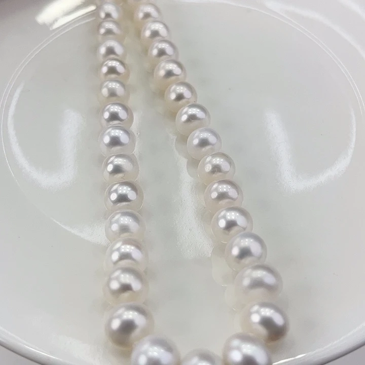 淡水珍珠颈饰银S925镶嵌卡9冷白