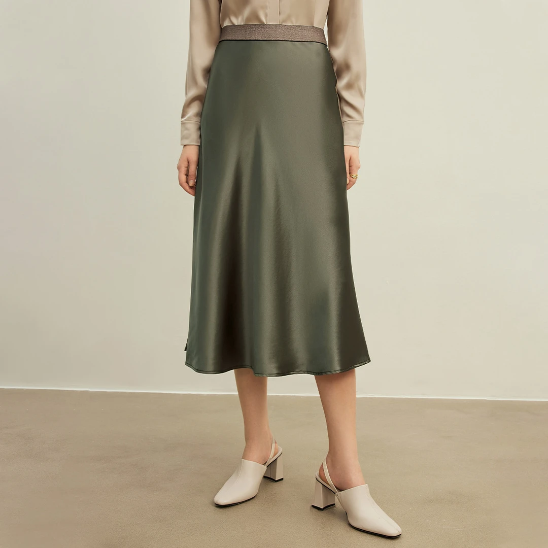 高腰松紧腰半身裙夏季优雅气质开叉设计感中长款鱼尾裙Y230222