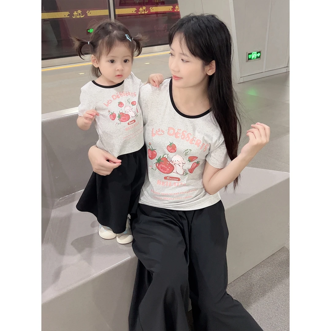 【卡通短袖亲子T恤 小乐妈咪】婴儿装男女童T恤休闲宝宝短袖T恤E23