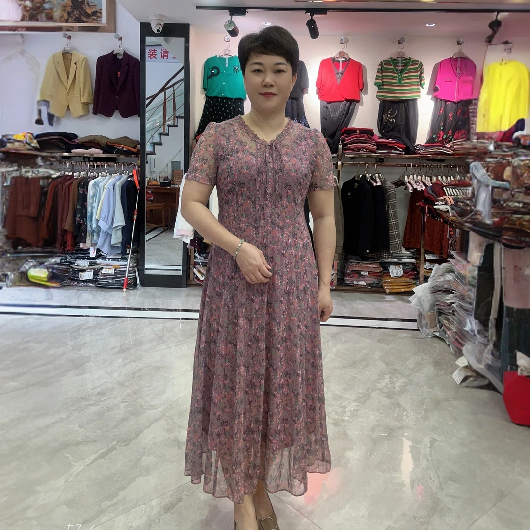 【燕珍时装】2025夏季新款7719时尚品牌台湾丝妈妈装连衣裙 凯永