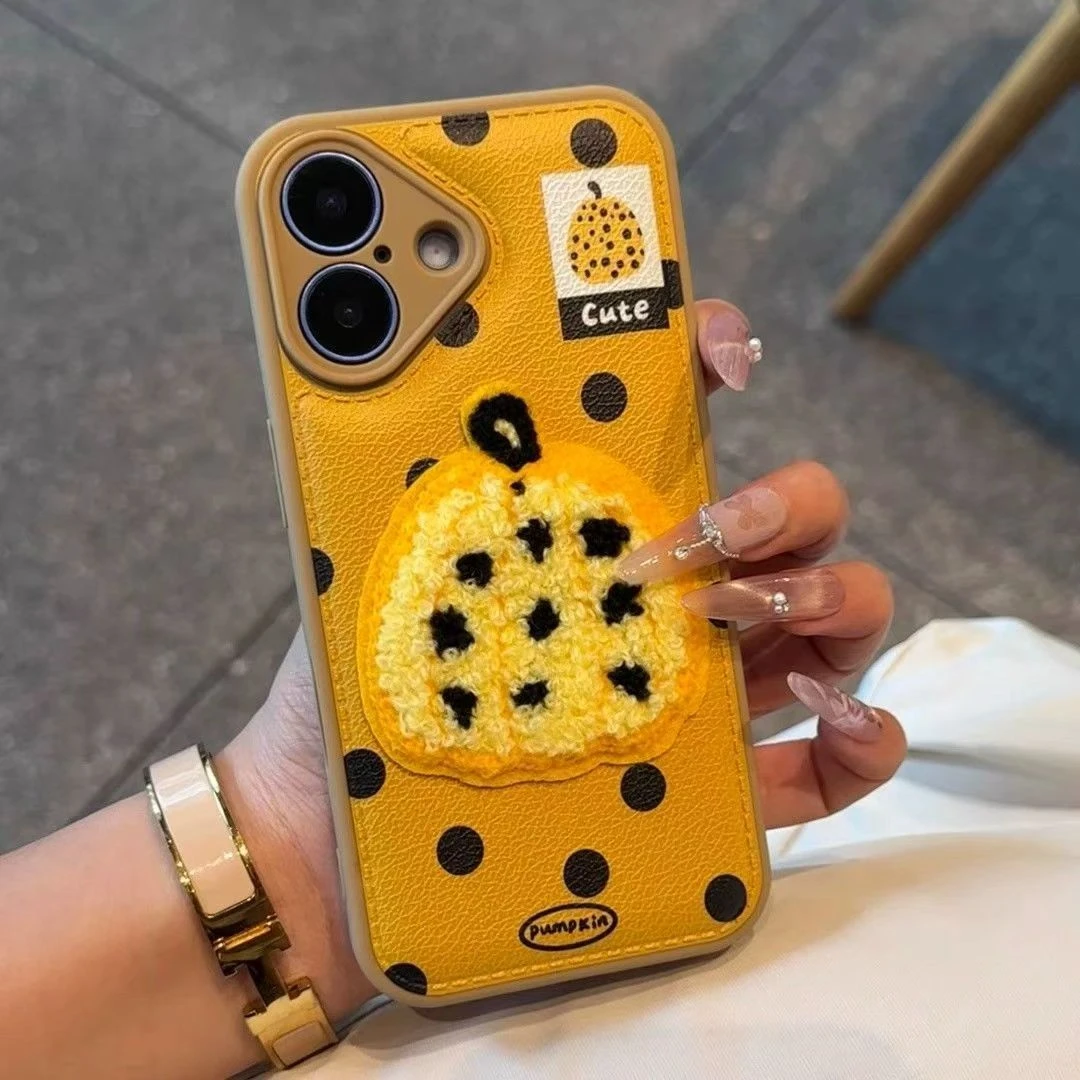 波点南瓜适用苹果15Pro手机壳13硅胶XSMax/xr/12女16/14p套