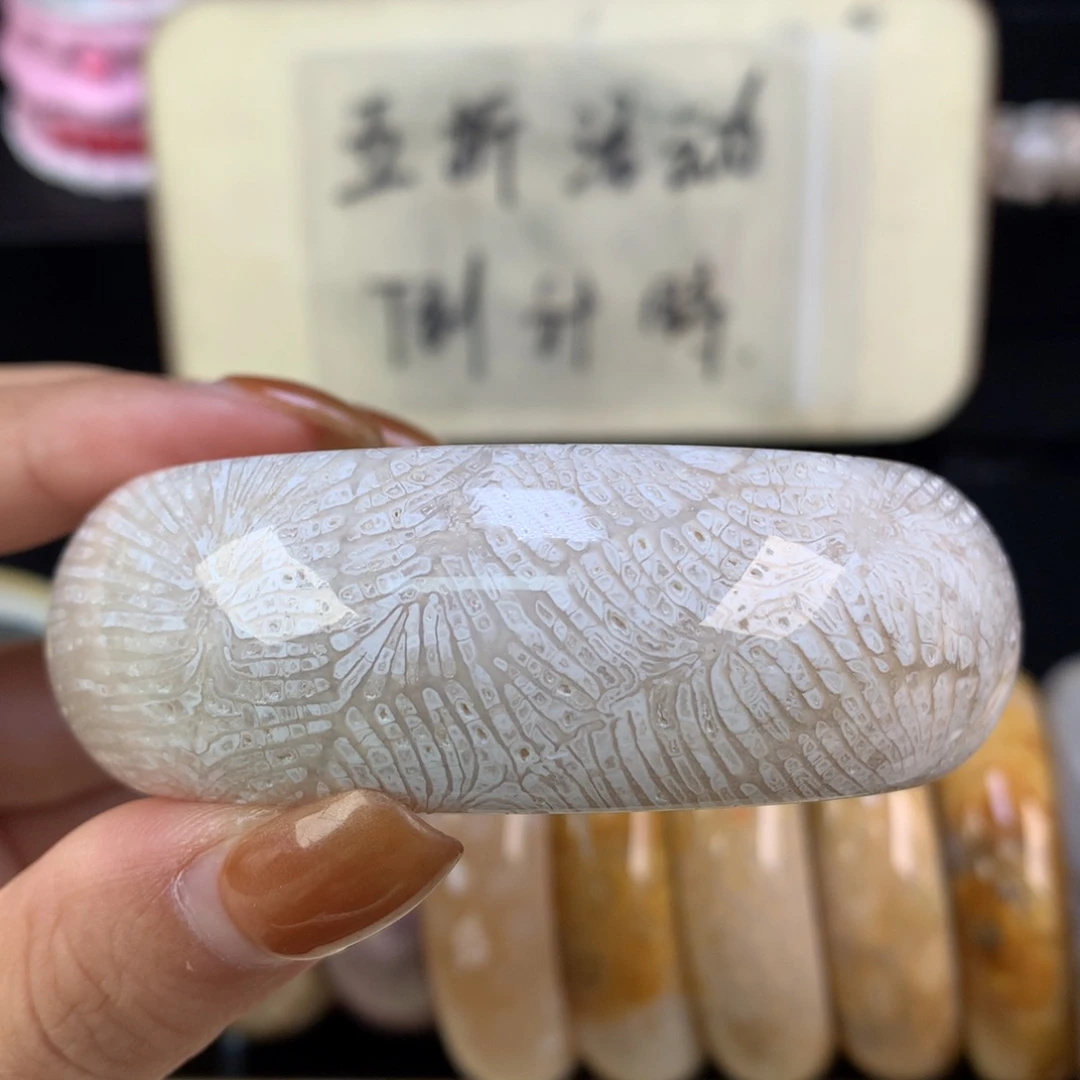 硅化珊瑚（珊瑚玉）未镶嵌颈饰精美手镯五折57.3口（93号）
