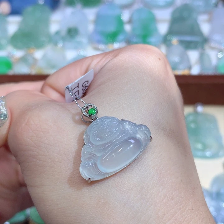 翡翠18K金镶嵌吊坠(不含链)佛公
