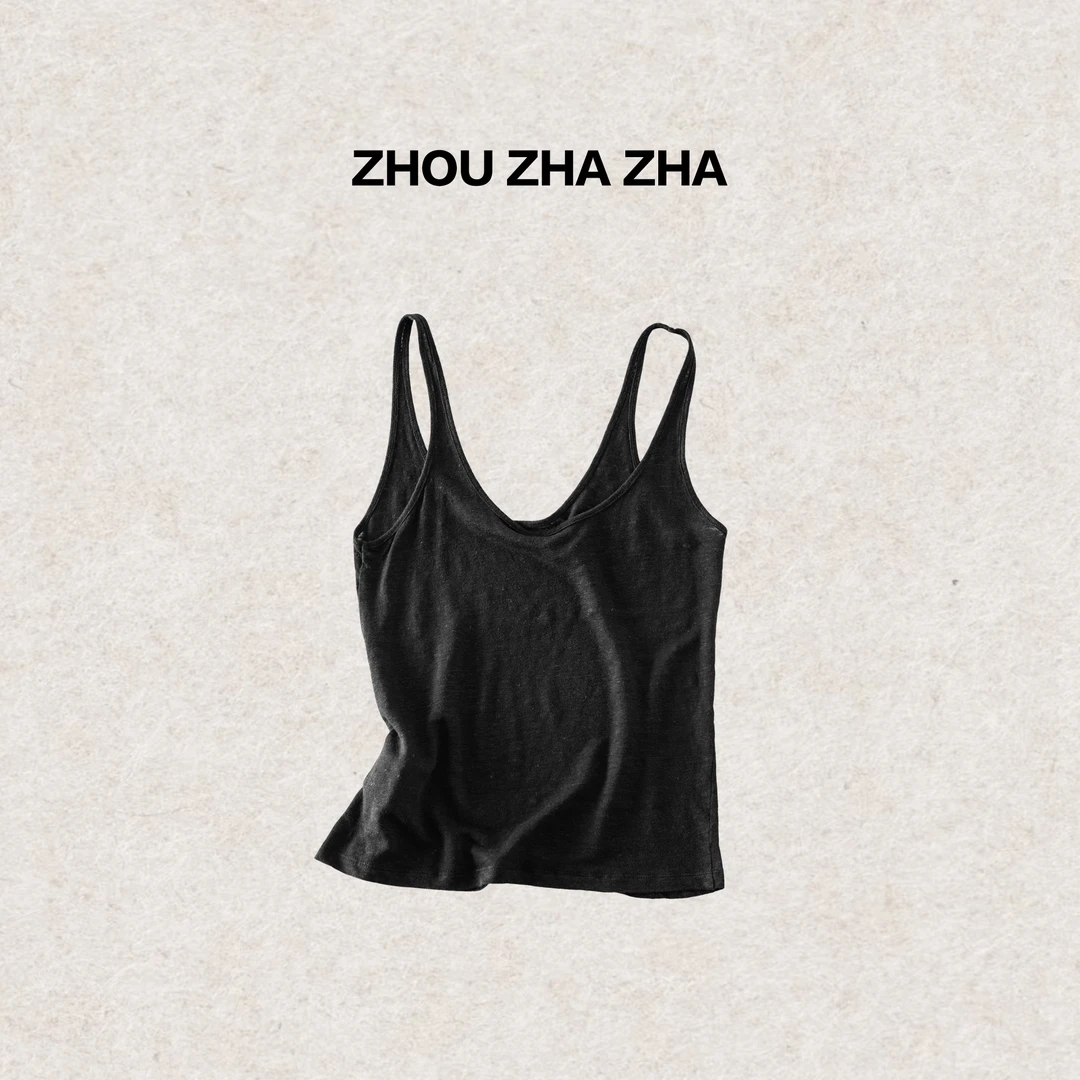 【周炸炸】全亚麻 时尚百搭吊带背心舒适通勤显瘦上衣#243133