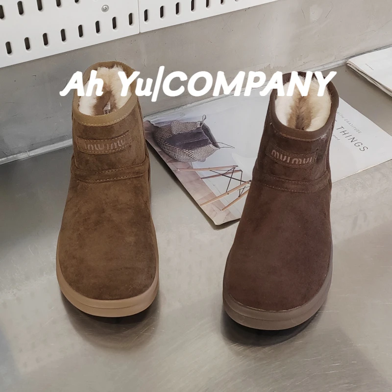 新款复古雪地靴女2025冬季加绒加厚保暖棉鞋厚底增高短靴百搭靴子