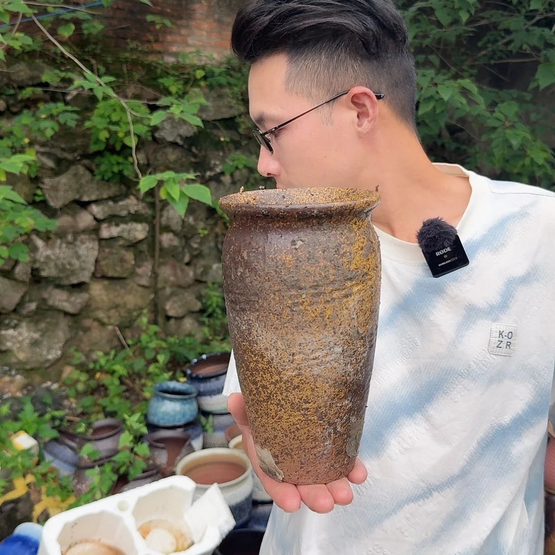 紫砂花盆瑕疵一个柴烧老庄