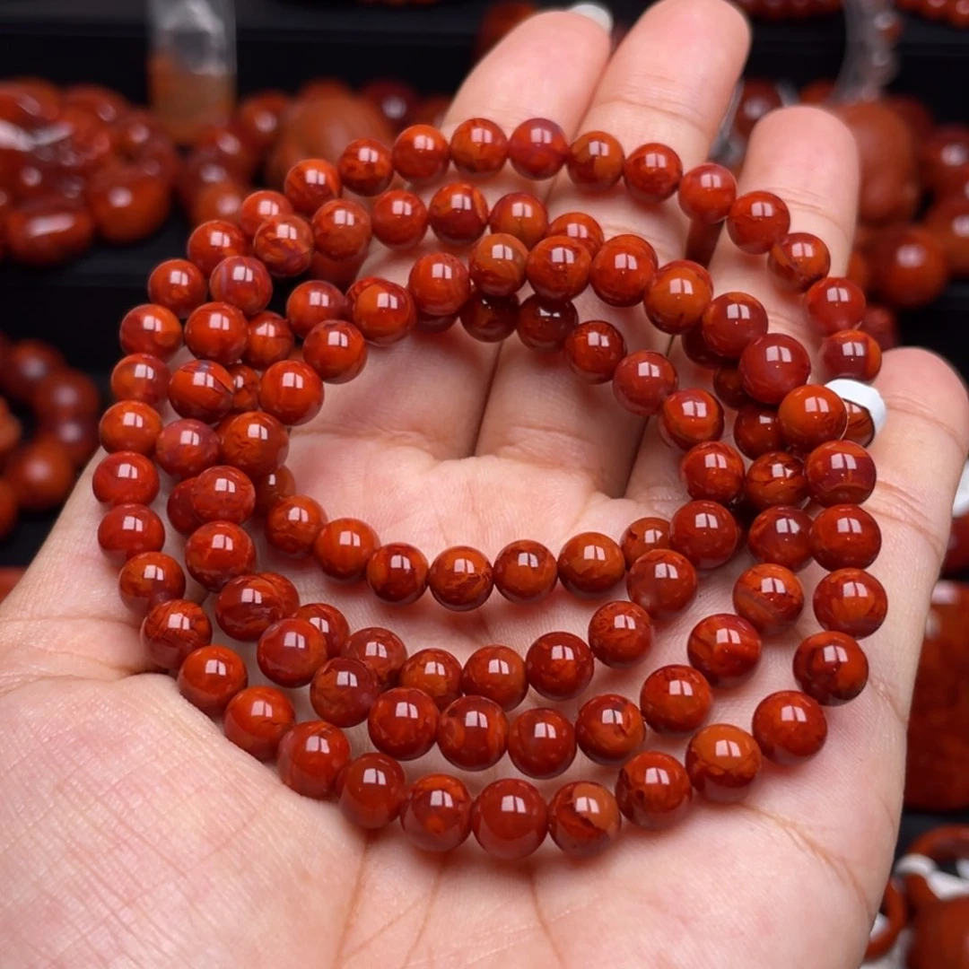 南红玛瑙未镶嵌珠宝奇石爱****士多圈6.5mm