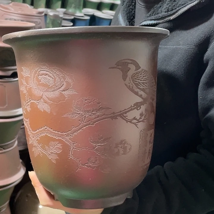 帝***冠花盆紫砂复古花开富贵