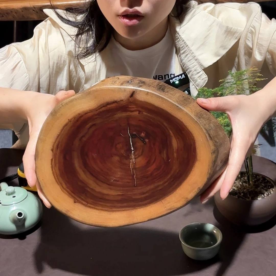 香樟木干泡花瓶果盘茶台摆件
