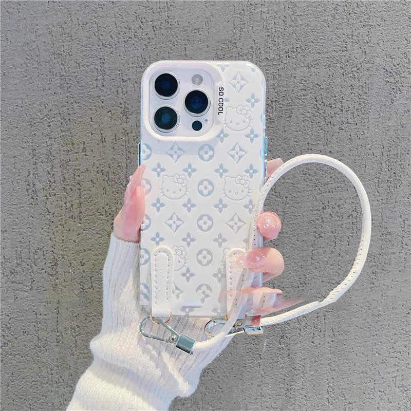 适用iPhone16/15promax可爱Kitty挂绳手机保护壳苹果14plus小众12