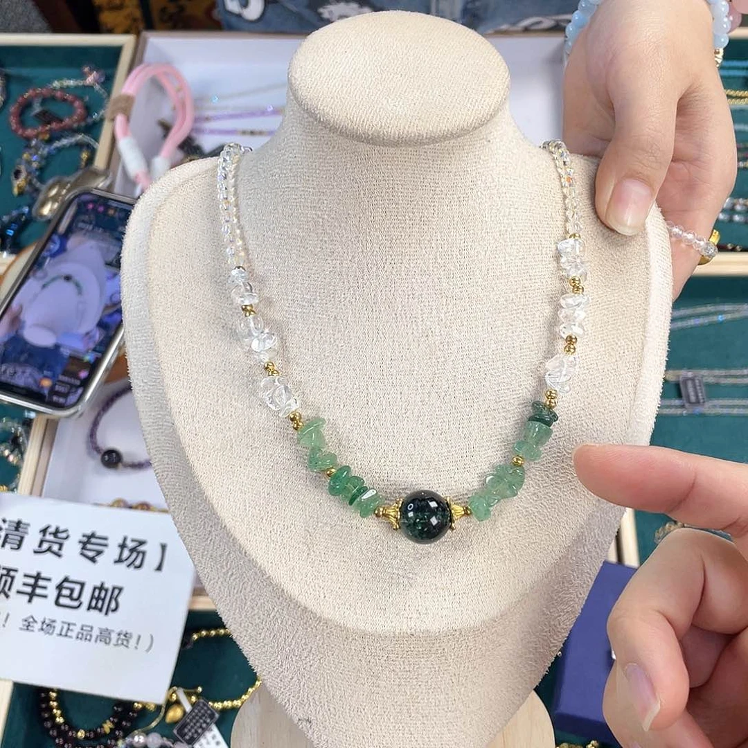 水晶手链银S925镀金镶嵌