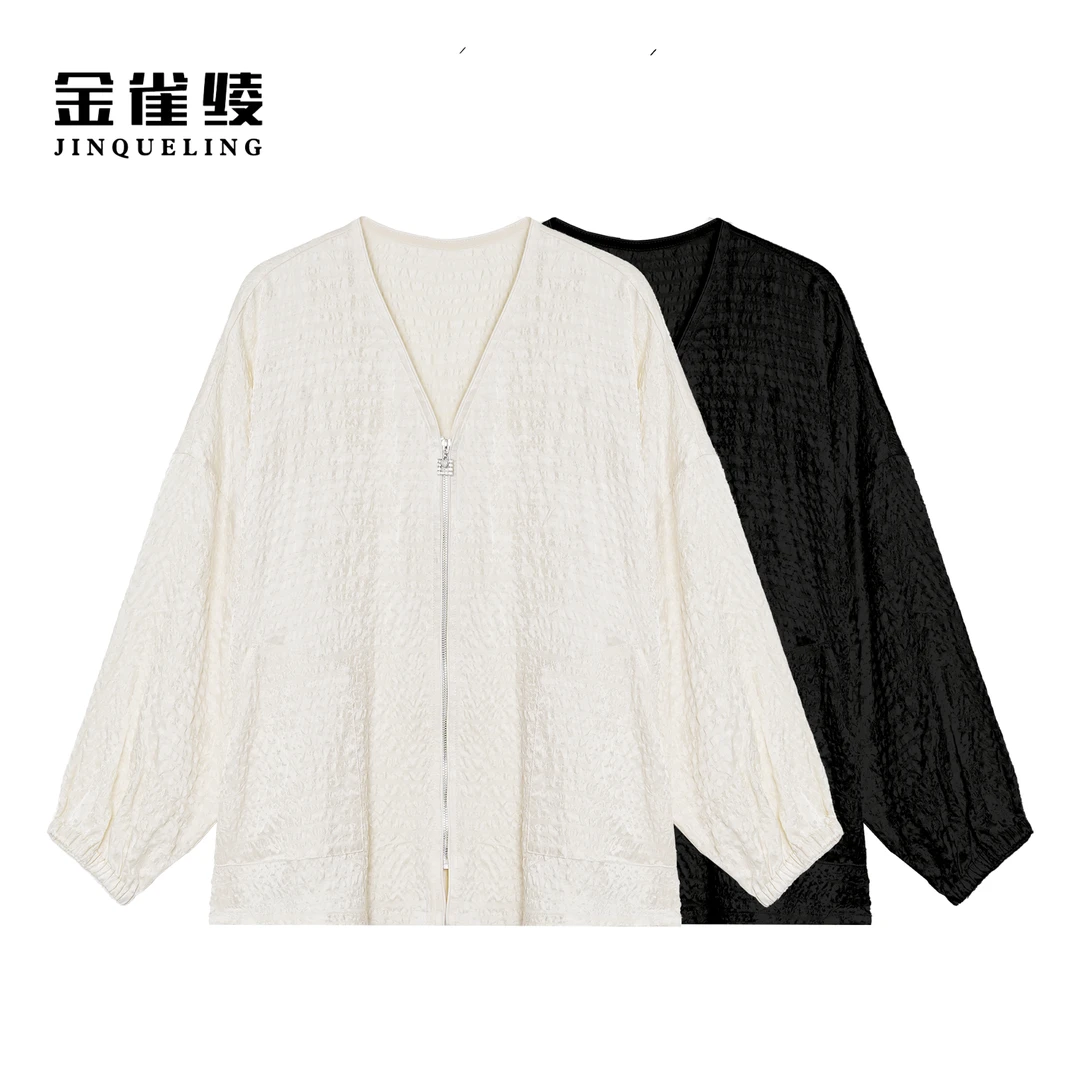 金雀绫【月亮女神】100桑蚕丝亲肤透气舒适大码女装外套SZA1T189