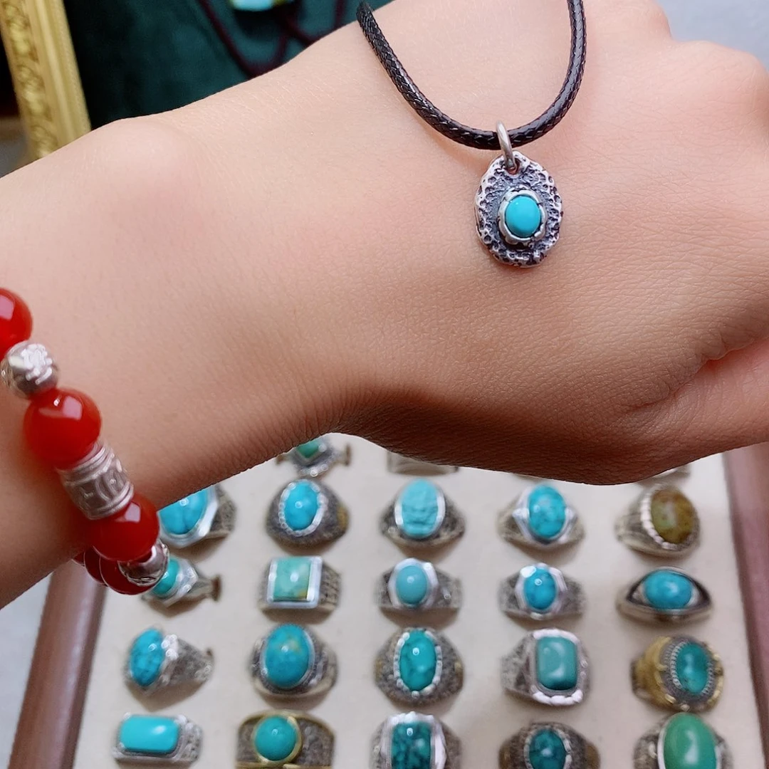 绿松石银S925镶嵌颈饰