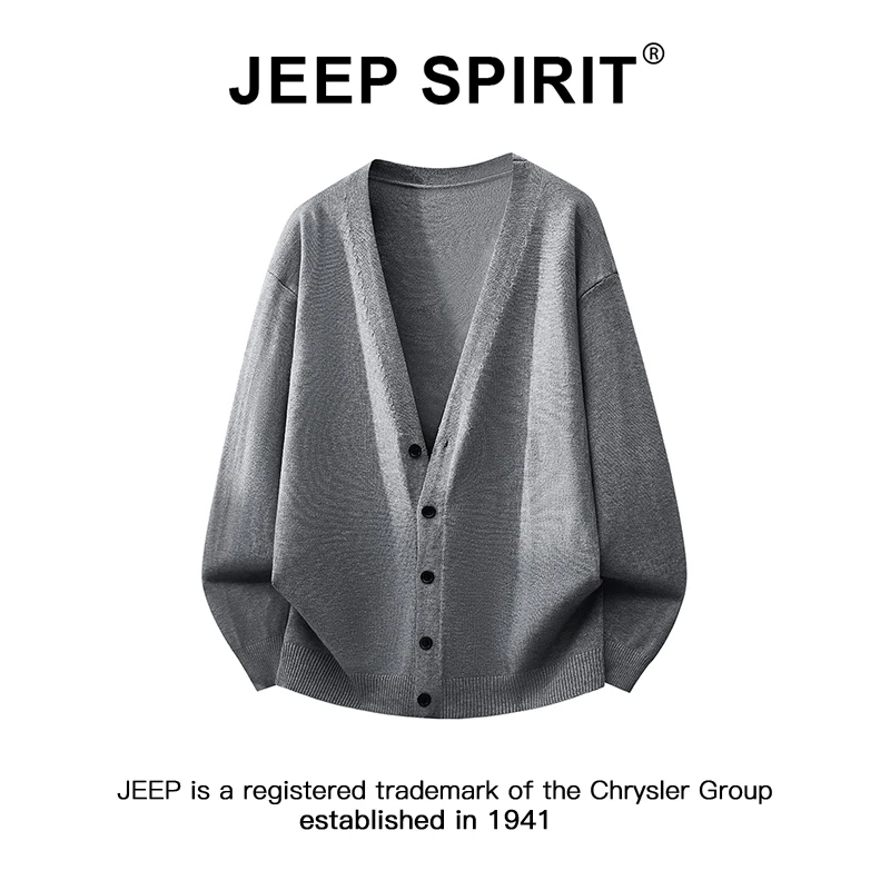 JEEPSPIRIT吉普慵懒风毛衣男款秋冬韩系宽松休闲外穿针织开衫外套