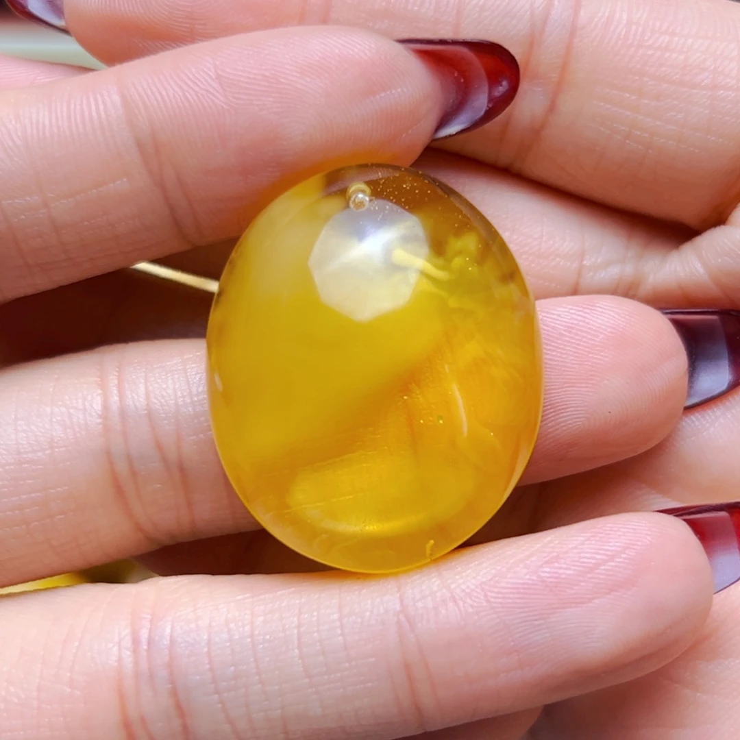 未镶嵌蜜蜡裸石29mm椭圆吊坠