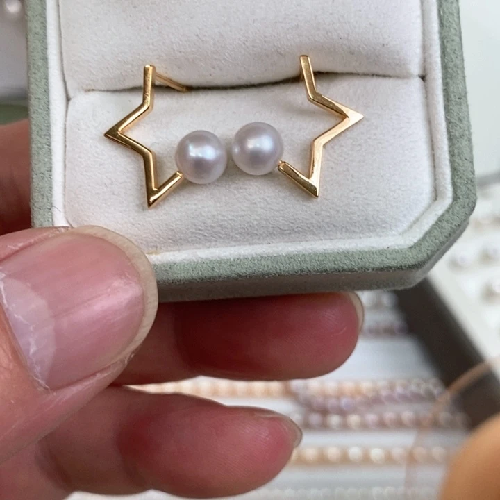 淡水珍珠耳饰银S925镶嵌