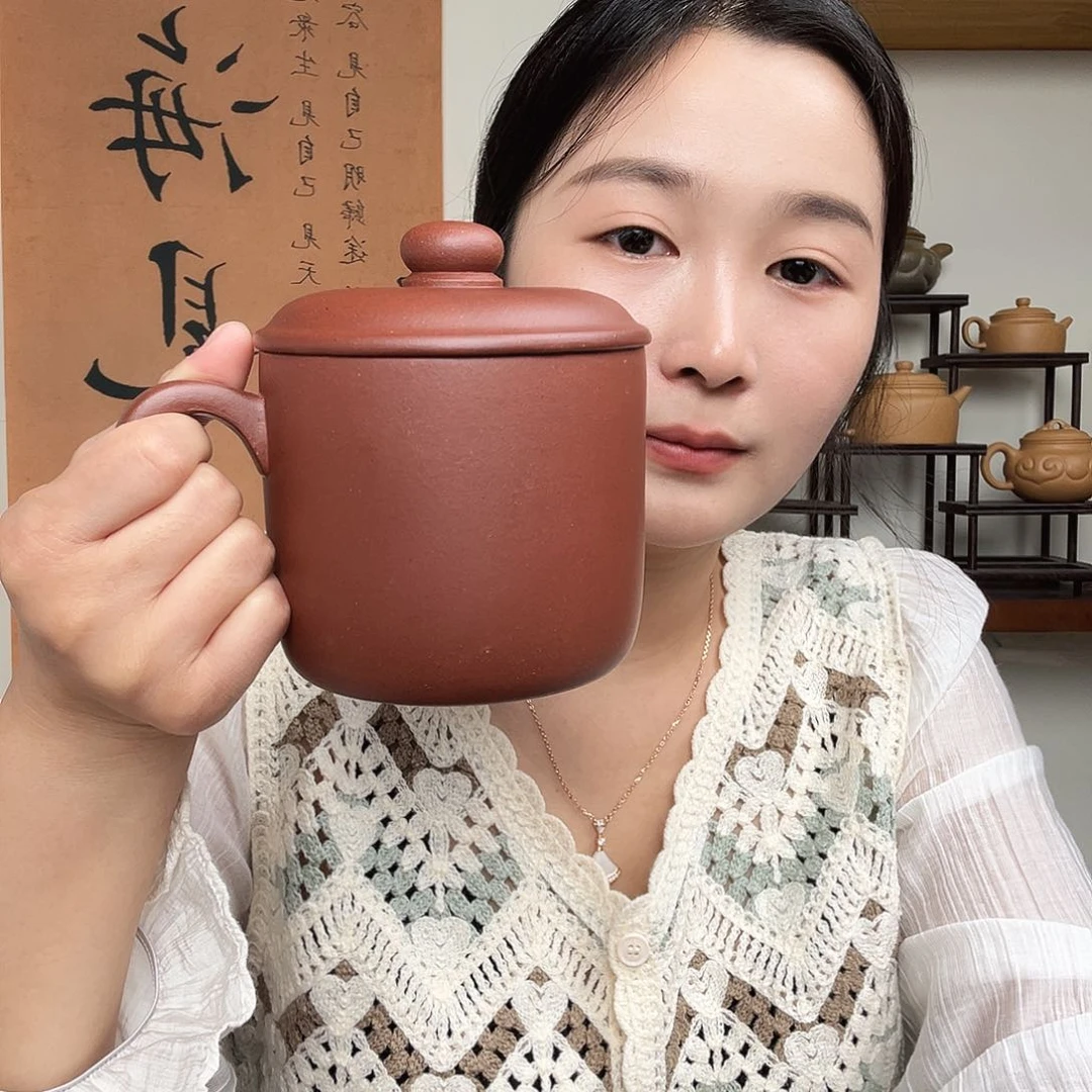 茶杯紫砂物****迎微瑕紫砂盖杯封釉