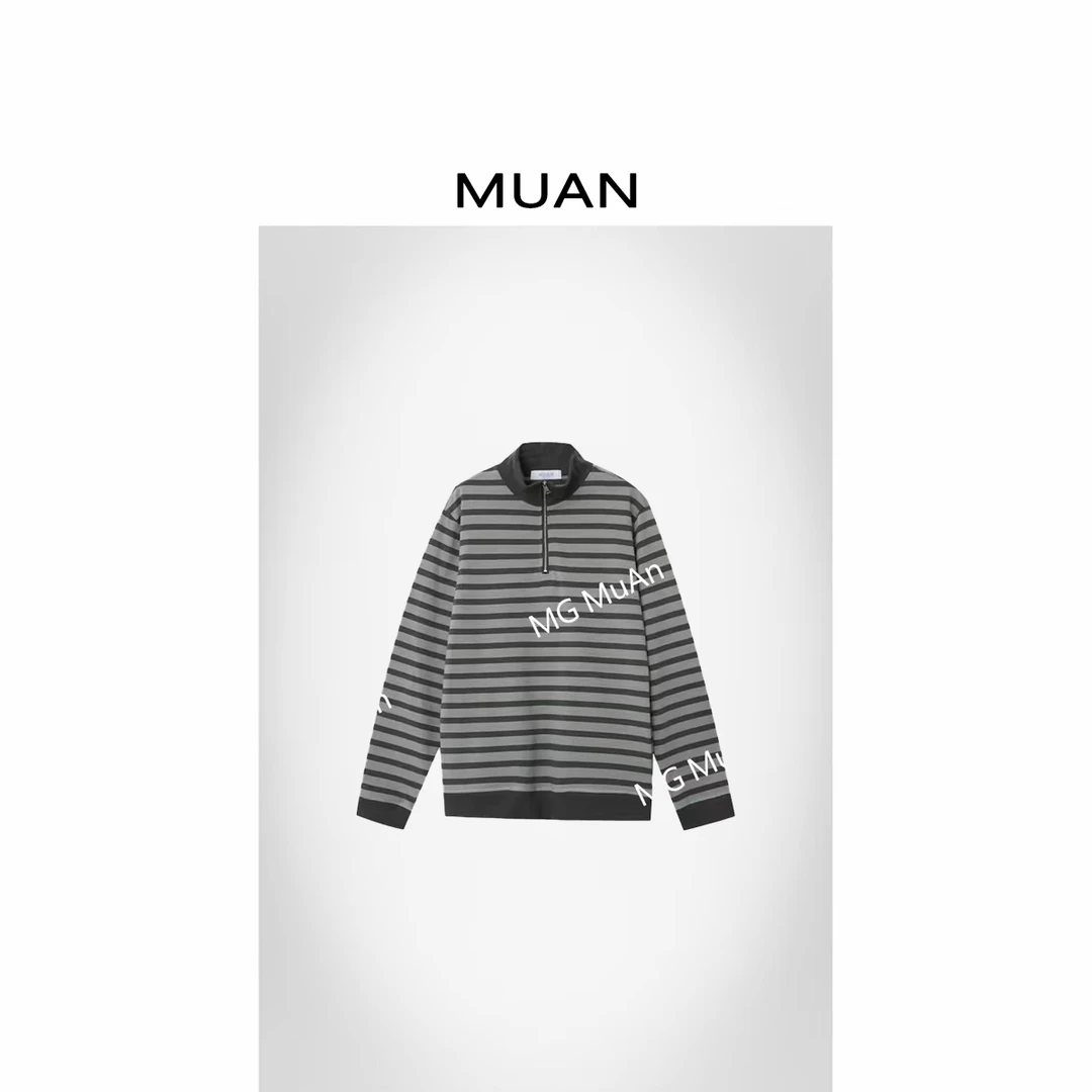 木岸MUAN：《卡门卫衣》“卡门系列”定制100棉条纹卫衣上衣女DS-9118