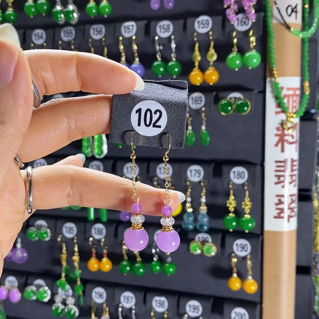 银S925镶嵌翡翠耳饰102