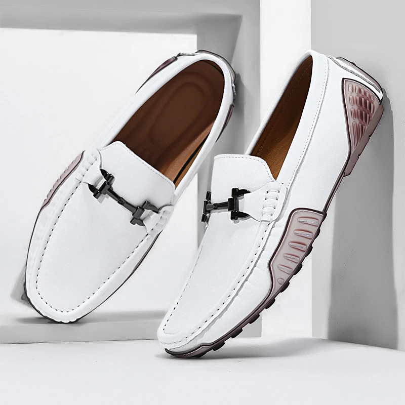 男士真皮牛皮商务休闲豆豆鞋驾车鞋软底一脚蹬懒人鞋潮流乐福鞋