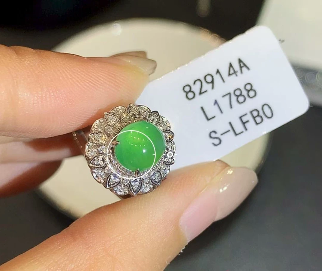 18k金镶 天然缅甸A货翡翠貔貅戒指 L1788 多样性发其一