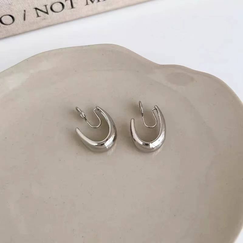 合金耳饰 Y-80几何椭圆素圈蚊香盘耳夹无耳洞轻奢高级感耳饰