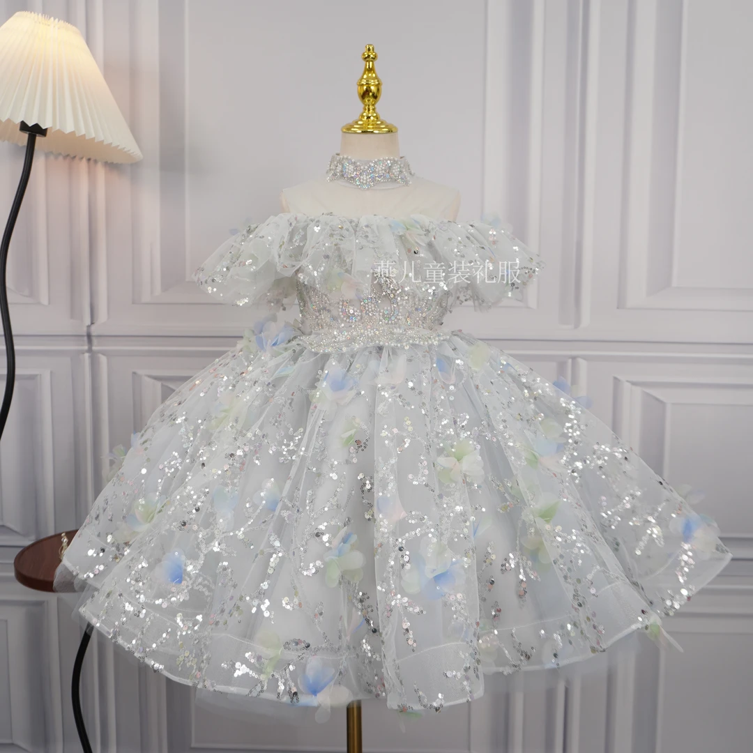 女童礼服花童婚礼小女孩生日宴会公主裙儿童高端主持人钢琴演出服
