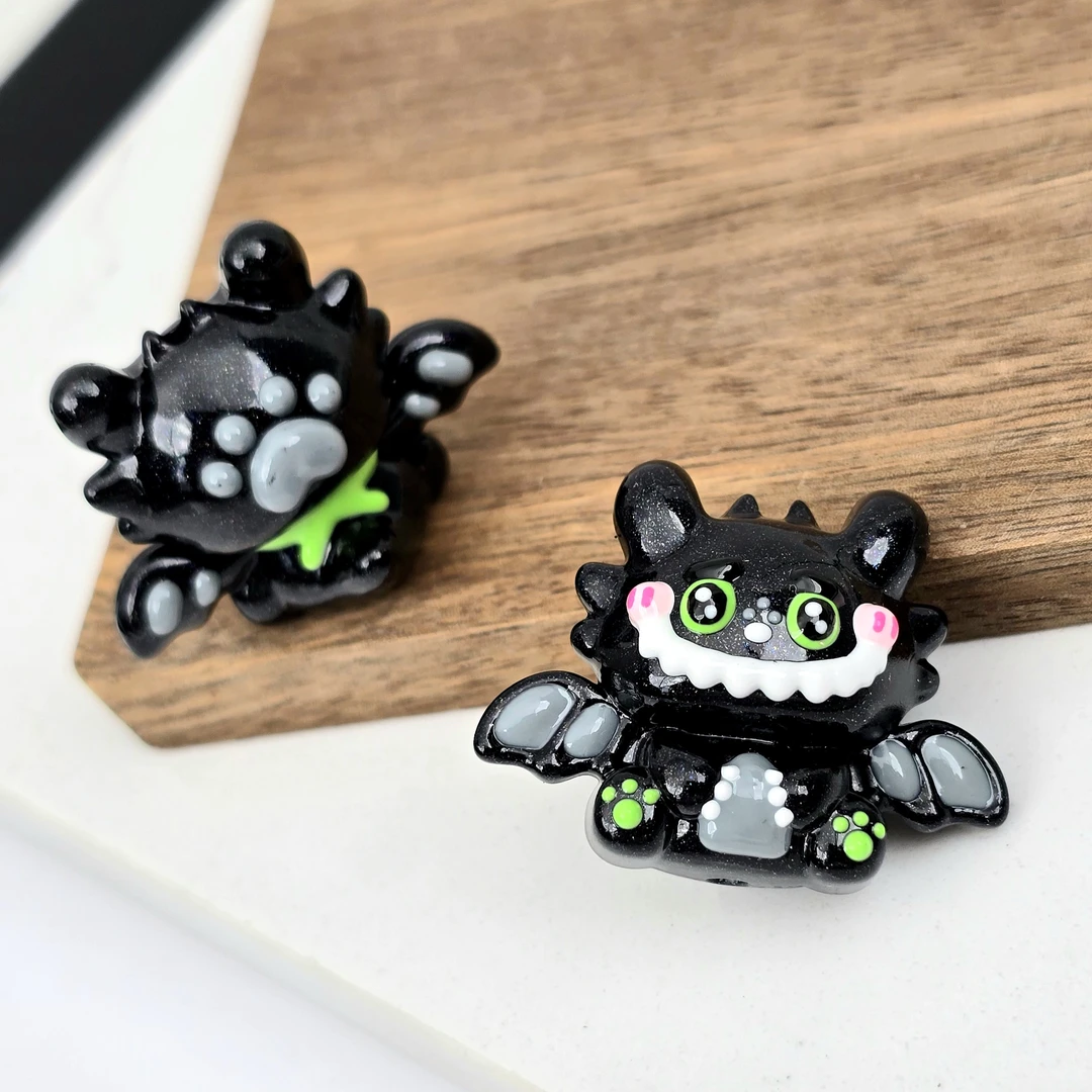 手绘珠子~无牙仔卡通竖孔串珠diy手机链钥匙扣车挂串珠笔手工配件