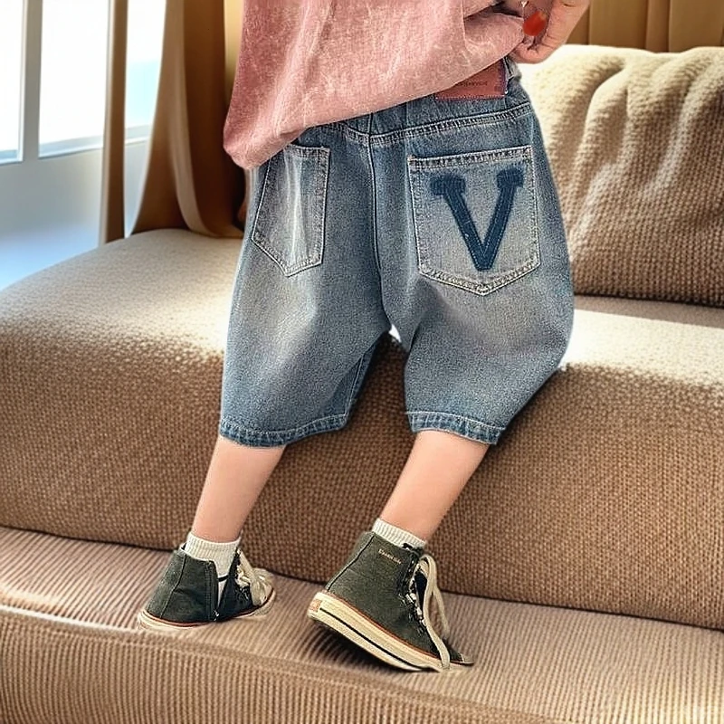 夏季男童牛仔短裤中大童宽松薄款新款儿童五分男孩裤子痞帅牛仔裤